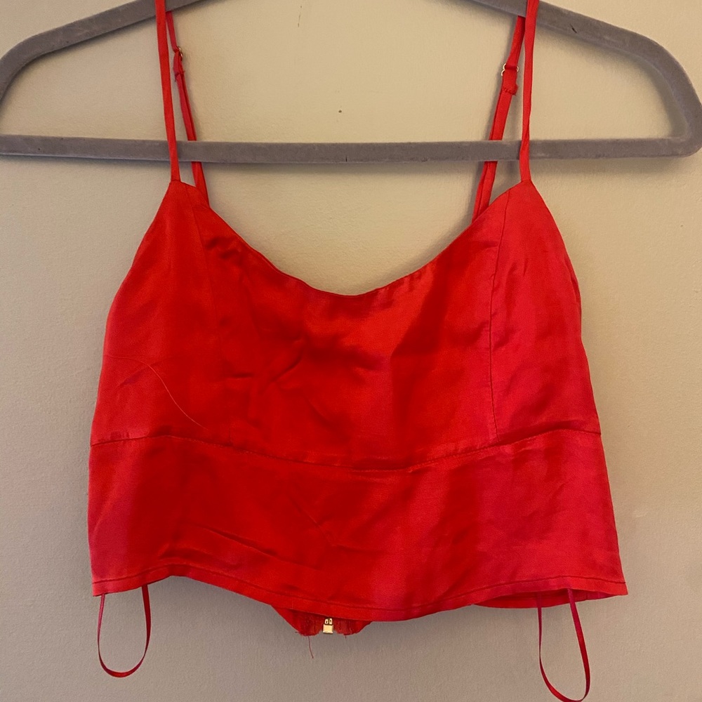 Jagger and Stone red silky cropped tank